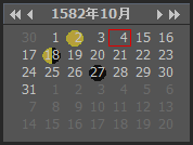1582年10月のカレンダー 1582年10月のカレンダー