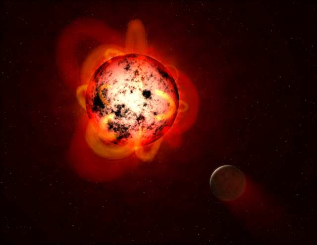 赤色矮星と惑星の想像図