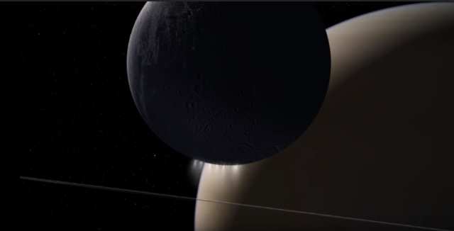 土星とエンケラドス
