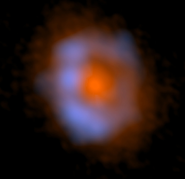 「オリオン座V883星」の擬似カラー画像