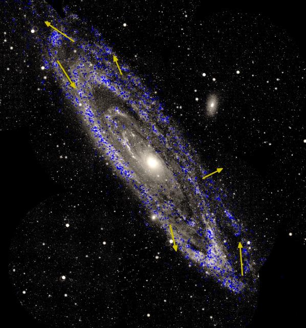 アンドロメダ座大銀河内の星の動き