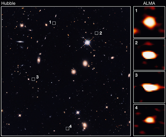 HSTの画像とアルマ望遠鏡の画像
