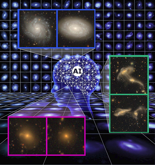 人工知能による多様な形態の銀河分類のイメージイラスト
