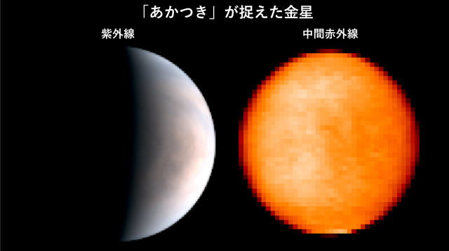 「あかつき」の紫外線イメージャおよび中間赤外線カメラがとらえた金星