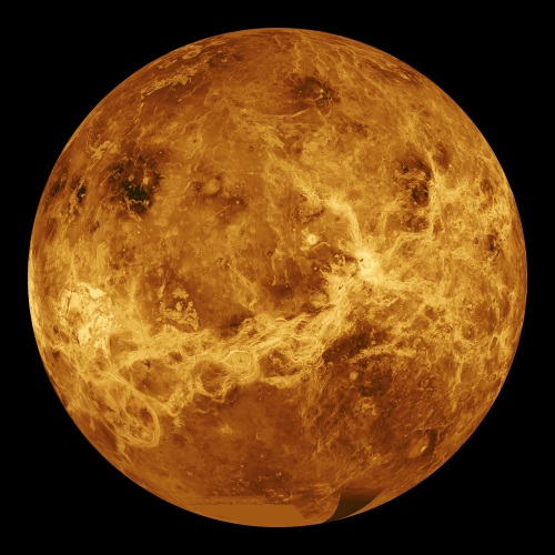 レーダー観測に基づきコンピュータシミュレーションで作成された金星全球像