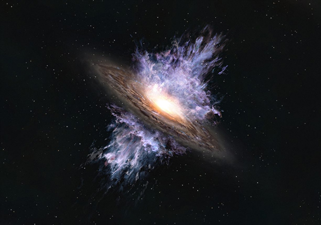 銀河風が吹き荒れる銀河の想像図