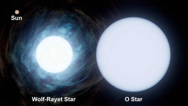 ウォルフ・ライエ星の大きさ比較