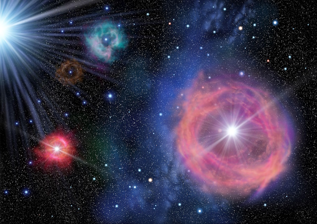 巨大質量の初代星が起こした超新星爆発の想像図