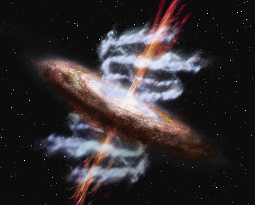 クエーサーから噴き出すアウトフローの想像図