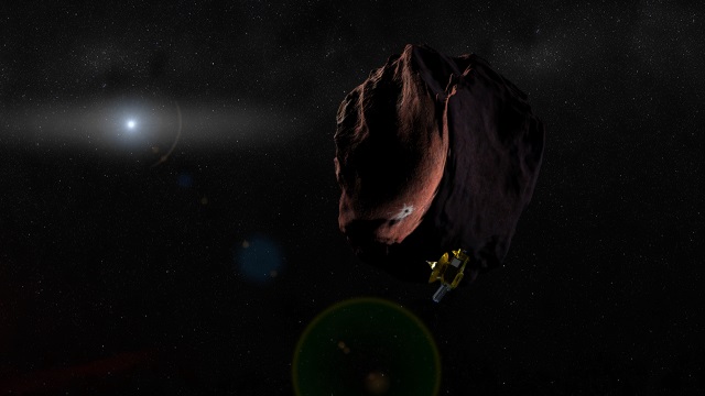 2014 MU69に接近するニューホライズンズの想像図