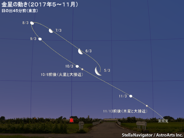 5月から11月までの金星の見え方