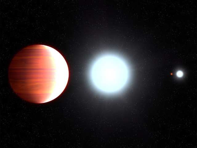 中心星「Kepler-13 A」と惑星「Kepler-13 A b」のイラスト
