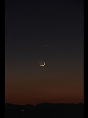 （山田幸一氏撮影の月と水星、木星の写真）