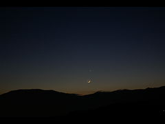 （小林一成氏撮影の月と水星、木星の写真）