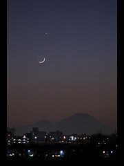 （渡邊将玄氏撮影の月と水星、木星の写真）
