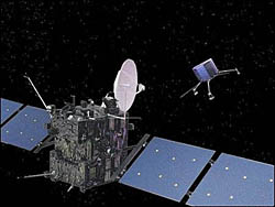 （ロゼッタの衛星と着陸船のイメージ図）