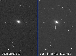 板垣さんによる超新星2011imの発見画像