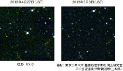MITSuME望遠鏡で撮影されたGRB 130427A可視光残光の画像