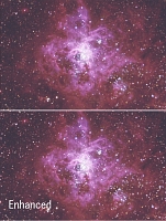 タランチュラ星雲 NGC2070（スターエンハンス処理前と処理後の比較画像）