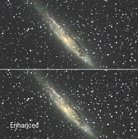 NGC4945（スターエンハンス処理前と処理後の比較画像）
