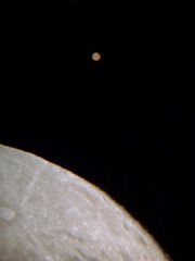 （福田和昭氏撮影の月と火星の写真）