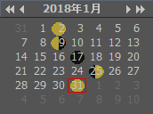 2018年1月のカレンダー