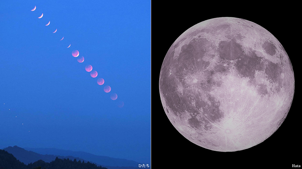 皆既月食（2018年7月28日）と2019年6月17日の満月